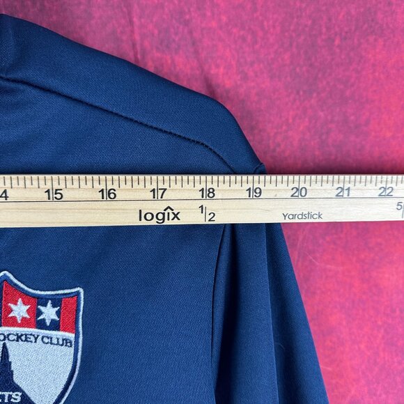 BAUER TEAM FLEECE HALF-ZIP BLUE PULLOVER WITH CHICAGO HOCKEY CLUB LOGO, SIZE L - Picture 11 of 13
